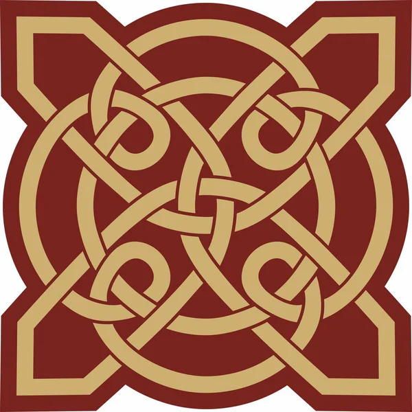 Vector Goud Rode Keltische Knoop Ornament Van Oude Europese Volkeren — Stockvector