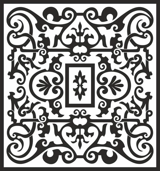 Vector Quadrado Ornamento Preto Monocromático Roma Antiga Padrão Europeu Clássico — Vetor de Stock