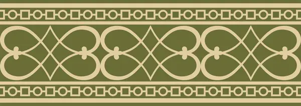Vector Gold Green Seamless Classic Renaissance Ornament Endless European Border — Stock Vector