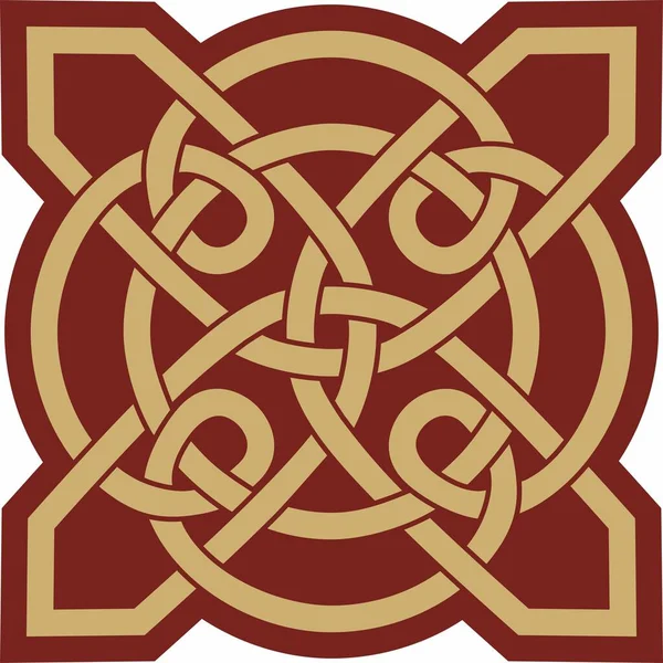 Vector Goud Rode Keltische Knoop Ornament Van Oude Europese Volkeren Rechtenvrije Stockillustraties