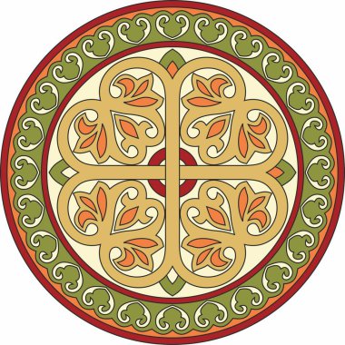 Antik Bizans süsü etrafında vektör renkli. Yunanistan, Doğu Roma İmparatorluğu 'nun klasik çemberi. İstanbul 'un şablon motifleri