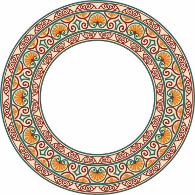 Rönesans döneminin vektör renkli klasik süsü. Çember, halka Avrupa sınırı, canlanma biçimi çerçevesi