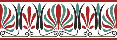 Vektör renksiz klasik Yunan süsü. Sonsuz Avrupa modeli. Sınır, çerçeve Antik Yunan, Roma İmparatorluğu