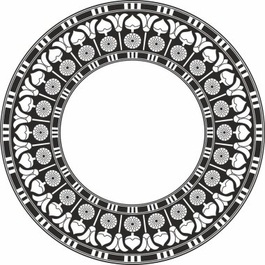 Vektör tek renkli siyah Mısır aksesuarı. Sonsuz Çember, Antik Mısır Halkası. Geometrik Afrika çerçevesi