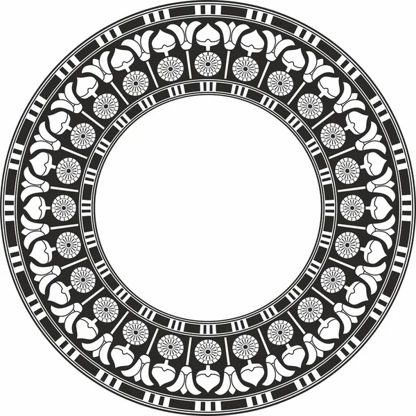 Vector Monochroom Zwart Rond Egyptisch Ornament Eindeloze Cirkel Ring Van — Stockvector