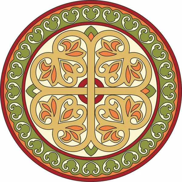 Vector Gekleurd Rond Oude Byzantijnse Ornament Klassieke Cirkel Van Het Rechtenvrije Stockvectors