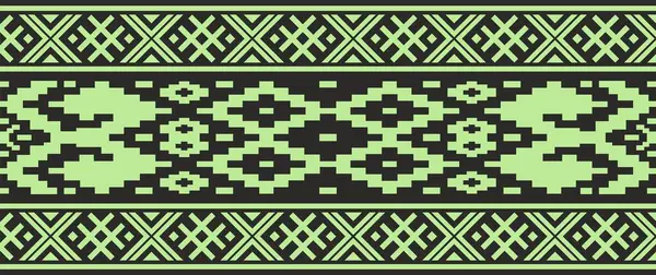 Векторно Зеленый Цвет Белорусского Национального Орнамента Этнические Бесконечные Черные Границы — стоковый вектор