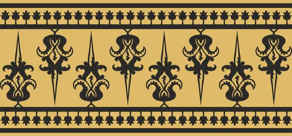 Vector Gold Black Seamless Byzantine Ornament Endless Border Frame Ancient — Stock Vector