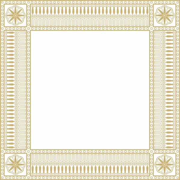 Vector Gold Quadrat Klassischen Griechischen Mäander Ornament Muster Des Antiken — Stockvektor