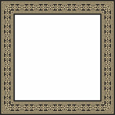 Siyah Kazak Meydanı ulusal süsüsüyle altın taşıyıcı. Büyük Steppe 'deki insanların etnik kalıpları,