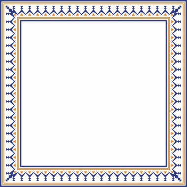 Vektör renkli Yakut karesi süsü. Sonsuz dikdörtgen, sınır, Uzak Doğu 'nun kuzey halklarının çerçevesi..