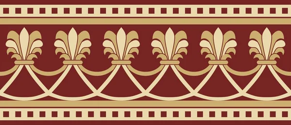 Vector Eindeloze Rode Gouden Nationale Perzische Ornament Naadloos Frame Grens Rechtenvrije Stockvectors