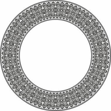 Bizans sınırında, çerçeve etrafında vektör monokrom. Yunan deseni, Doğu Roma İmparatorluğu 'nun çizimi. Rus Ortodoks Kilisesi Dekorasyonu