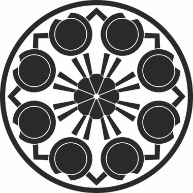 Vektör tek renkli siyah yuvarlak Türk süsü. Sonsuz Osmanlı Ulusal Çemberi.