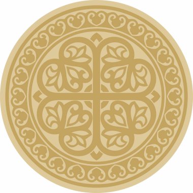 Vector altın yuvarlak antik Bizans süsü. Yunanistan, Doğu Roma İmparatorluğu 'nun klasik çemberi. İstanbul 'un şablon motifleri