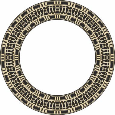 Vektör altın ve siyah Mısır süsü. Sonsuz Çember, Antik Mısır Halkası. Geometrik Afrika çerçevesi