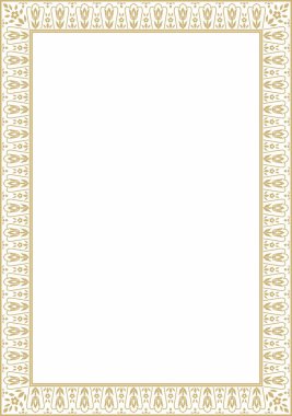 Vektör altın kare Türk süsü. Sonsuz Osmanlı ulusal sınırı, çerçeve, halka