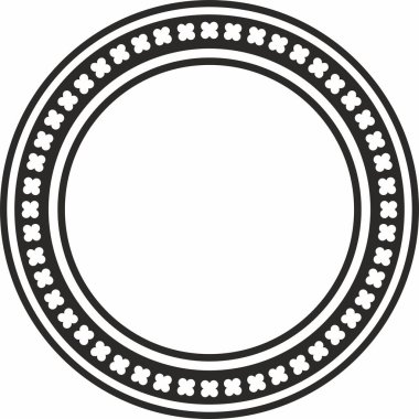 Vector black monochrome round ornament of ancient Greece. Classic pattern frame border Roman Empire
