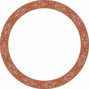 Kırmızı ve altın renkli Kazak milli süsü. Büyük Steppe 'deki insanların etnik kalıpları,