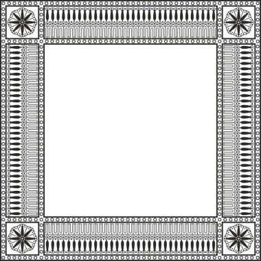 Vector monokrome siyah kare klasik Yunan turuncu süsü. Antik Yunan 'ın bir örneği. Roma İmparatorluğu 'nun çerçevesi.