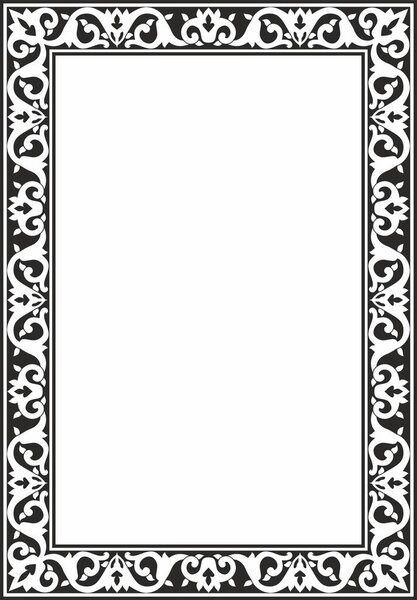 Векторный монохромный черный квадратный турецкий орнамент. Бесконечная государственная граница, рамка