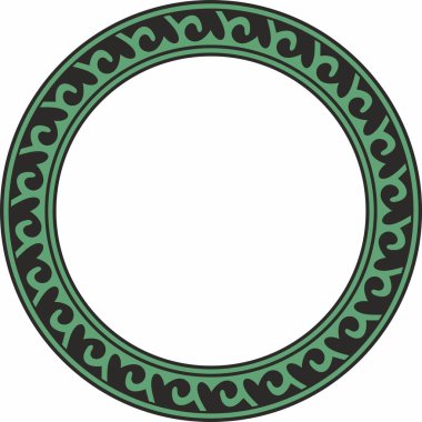 Vektör yeşil ve siyah Kazak ulusal süsü. Büyük Steppe 'deki insanların etnik kalıpları,