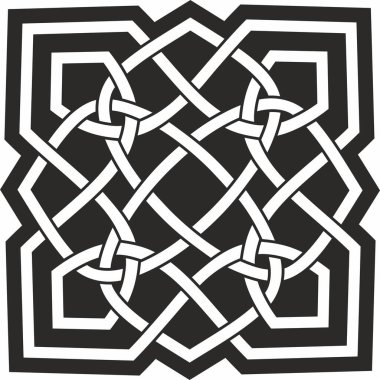 Siyah vektör tek renkli Kelt düğümü. Antik Avrupa insanlarının süsü. İrlanda, İskoçlar, İngilizler, Franklar 'ın işareti ve sembolü.