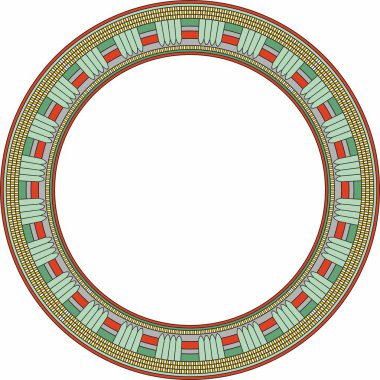Rengarenk Mısır süsü. Sonsuz Çember, Antik Mısır Halkası. Geometrik Afrika çerçevesi