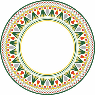 Rengarenk Mısır süsü. Sonsuz Çember, Antik Mısır Halkası. Geometrik Afrika çerçevesi