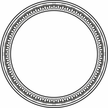 Vector round monokrom dikişsiz klasik Bizans süsü. Sonsuz daire, sınır, çerçeve Antik Yunan, Doğu Roma İmparatorluğu. Rus Ortodoks Kilisesi Dekorasyonu