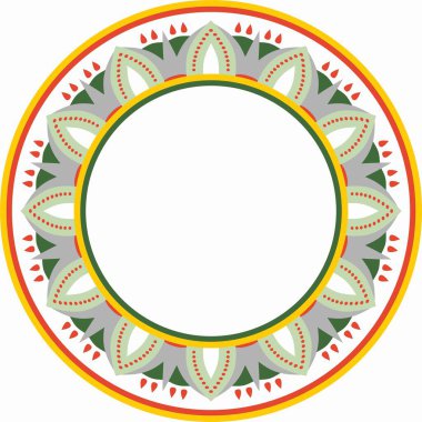 Vektör yuvarlak renkli Mısır süsü. Sonsuz çember sınırı, Antik Mısır çerçevesi