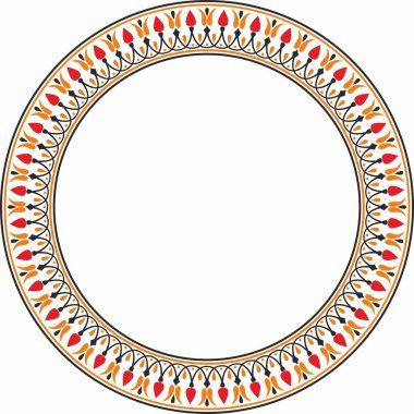 Vektör renkli, klasik Yunan turuncu süsü. Kalıp, Antik Yunan çemberi. Roma İmparatorluğu Sınır, Çerçeve, Yüzüğü