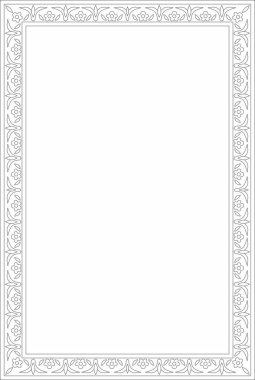 Vektör doğrusal kontur kare Türk süsü. Osmanlı dikdörtgeni, sınır, çerçeve. Lekelenmiş camlar için Müslüman deseni.