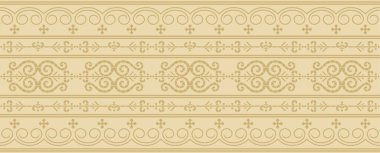 Vektör altın pürüzsüz Yakut süsü. Sonsuz sınır, Uzak Doğu 'nun kuzey halklarının çerçevesi..