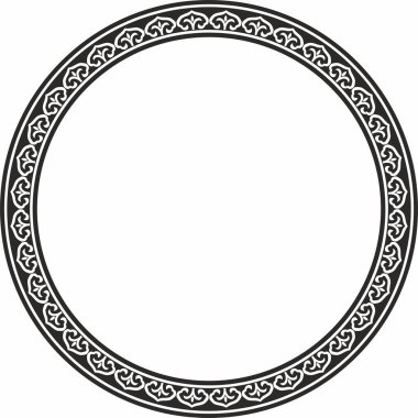Vektör tek renkli siyah yuvarlak Çin süsü. Çerçeve, sınır, çember, doğunun Asyalı halkası.