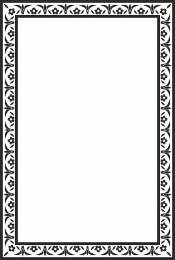 Vektör tek renkli siyah kare Türk süsü. Sonu gelmeyen ulusal sınır, çerçeve