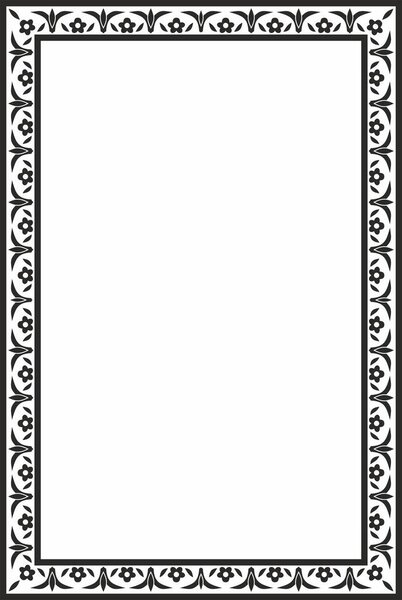Vector monochrome black square Turkish ornament. Endless ottoman national border, frame