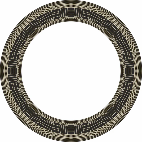 Vector Dorado Negro Redondo Adorno Egipcio Endless Circle Ring Ancient — Vector de stock