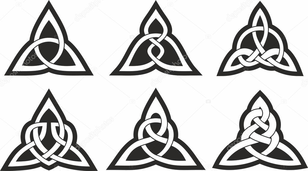 Vector gold and red celtic knot. Ornament of ancient European peoples. The sign and symbol of the Irish, Scots, Britons, Franks.