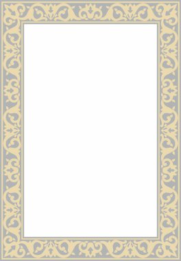 Vektör gri ve altın kare Türk süsü. Sonu gelmeyen ulusal sınır, çerçeve