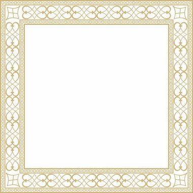 Vektör altın kare klasik Rönesans süsü. Bitmek bilmeyen Avrupa sınırı, canlanma biçimi çerçevesi