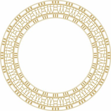 Vektör altın yuvarlak Mısır süsü. Sonsuz Çember, Antik Mısır Halkası. Geometrik Afrika çerçevesi