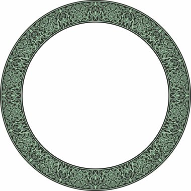 Vektör yeşili, doğulu süsü. İran, Irak, Türkiye ve Suriye 'nin Arapça modelli çemberi. İran çerçevesi, kenar