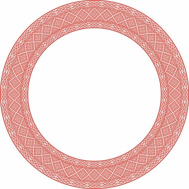 Beyaz Rusya Ulusal Süslemesi 'nde kırmızı vektör. Etnik sonsuz renk sınırı, Slav halkı çerçeve. 