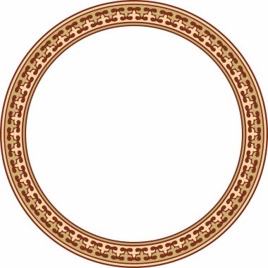 Kırmızı ve altın renkli Kazak milli süsü. Büyük Steppe 'deki insanların etnik kalıpları,