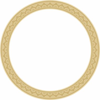 Altın Hint ulusal süsü etrafında vektör. Etnik bitki çemberi, sınır. Çerçeve, çiçek yüzüğü. Gelincikler ve yapraklar