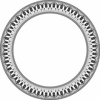 Siyah vektör tek renkli klasik Yunan bodur süsü. Kalıp, Antik Yunan çemberi. Roma İmparatorluğu Sınır, Çerçeve, Yüzüğü