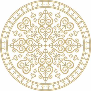 Vektör altın Yakut süsü. Sonsuz çember, sınır, Uzakdoğu 'nun kuzeyindeki insanların çerçevesi.