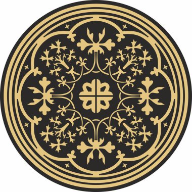 Vector yuvarlak altın klasik süs. Avrupa klasik aksesuarlarıyla çember olun. Antik Yunan, Roma İmparatorluğu. Rönesans, Borocco