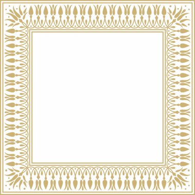 Vektör altın kare klasik Yunan asma süsü. Antik Yunan 'ın bir örneği. Roma İmparatorluğu 'nun çerçevesi.
